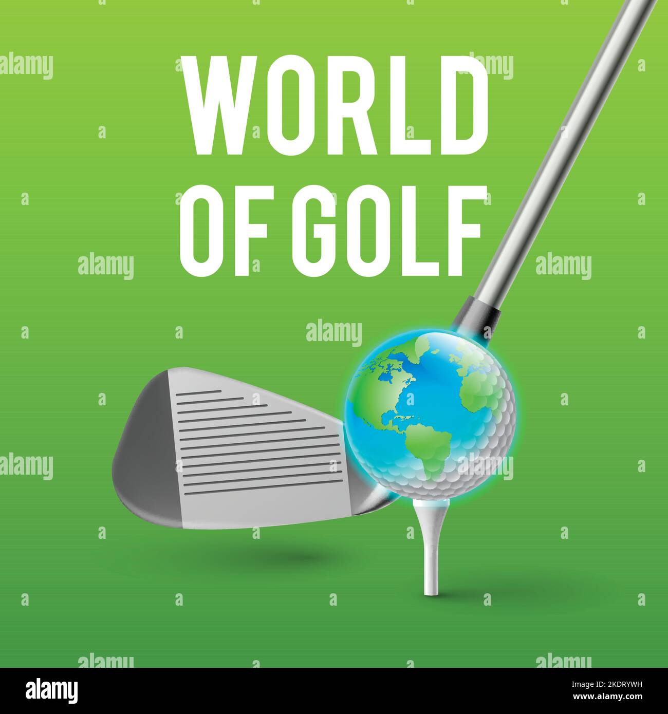 Concept Golf Tournament World. Illustration on Green Stock Vector