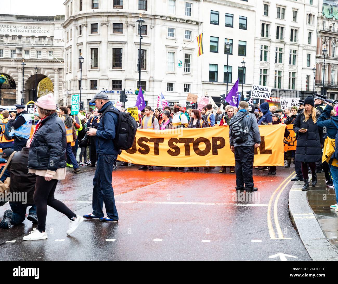 Just Stop Oil Demonstration in Trafalgar Square, London, UK Stock Photo