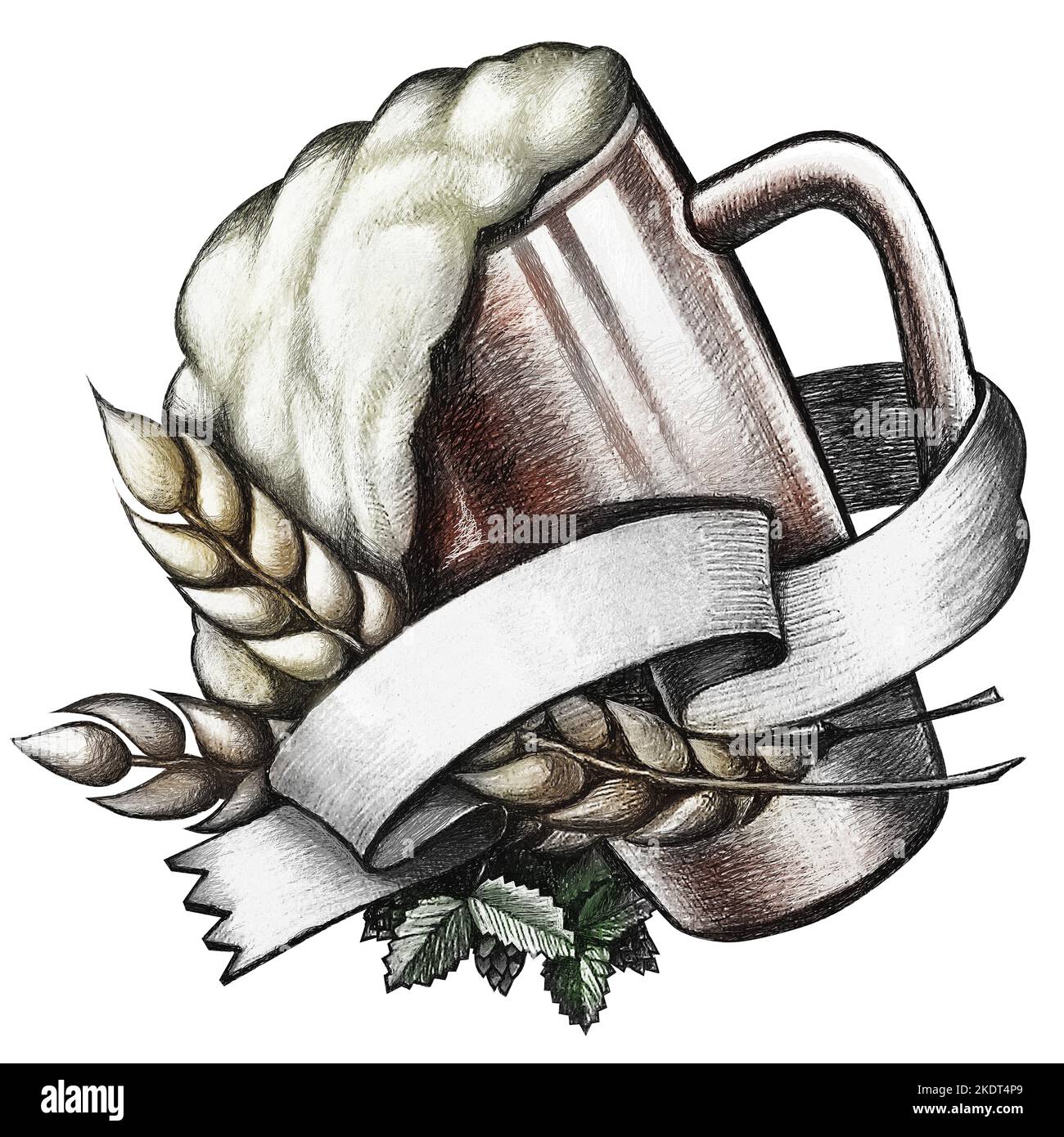 Brewery emblem design. Beer mug, ribbon with sign. Color composition ...