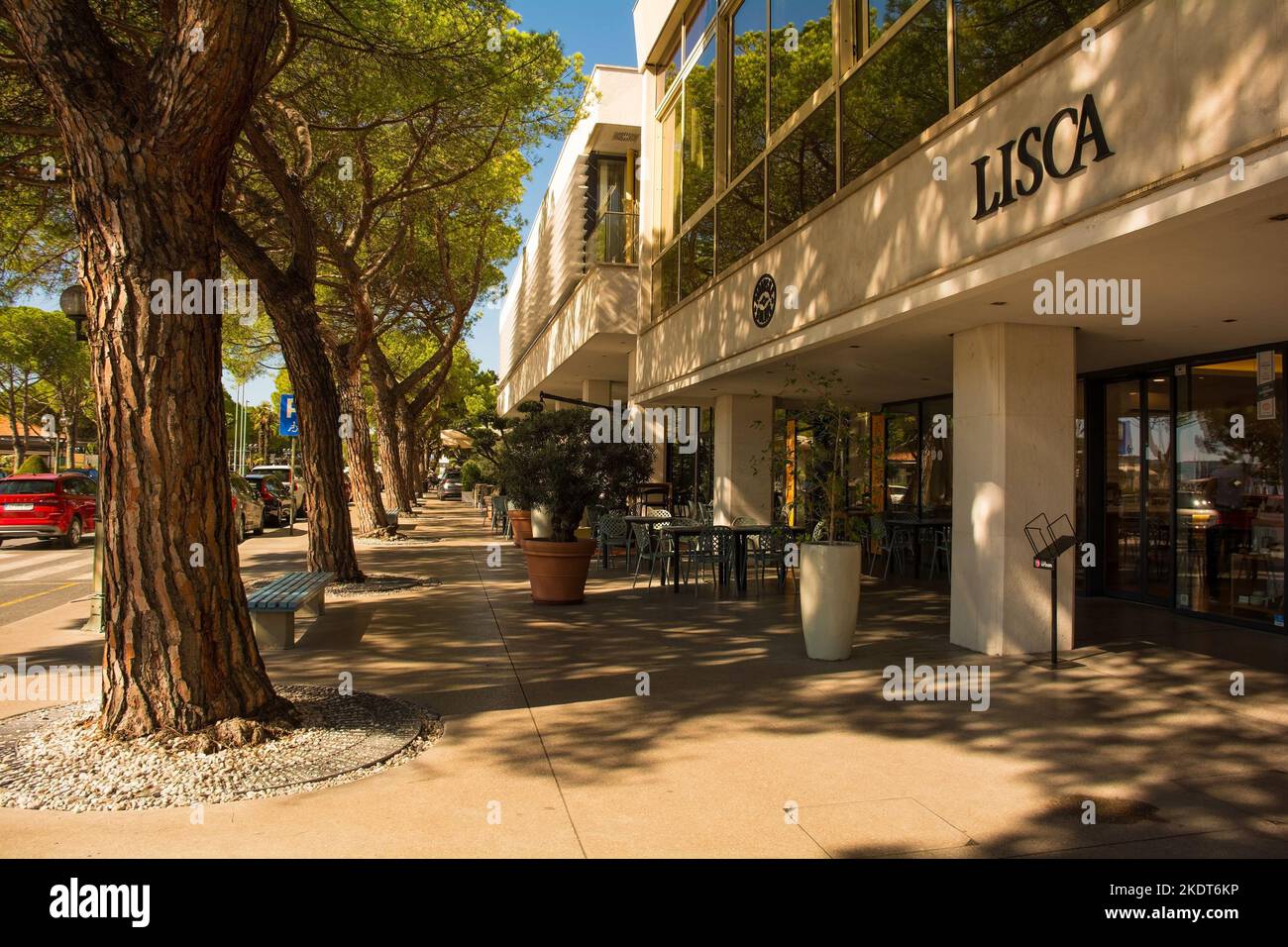 Portoroz, Slovenia - September 19th 2022. A seafront road in the small