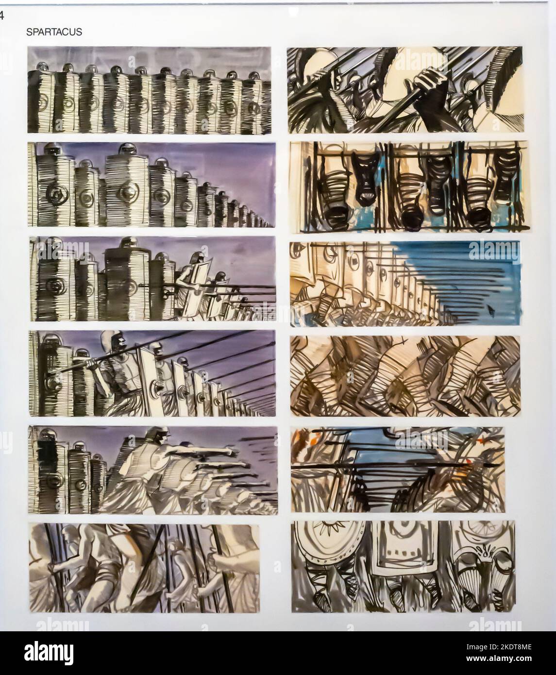 Storyboard of different sequences from Spartacus, 1960, by artist Saul Bass Stock Photo