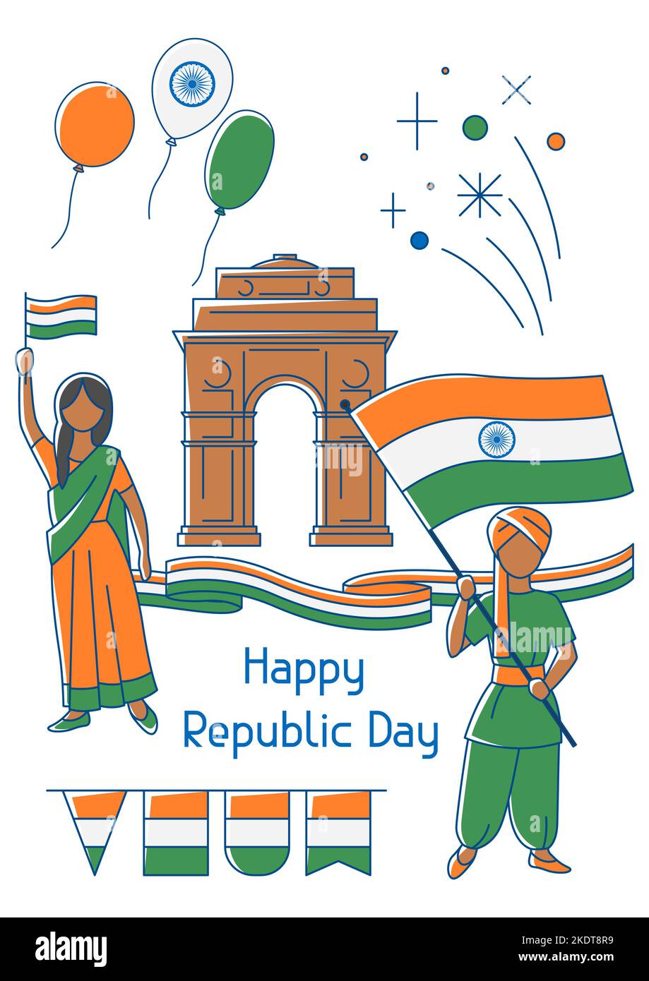 Illustration of Happy Republic Day of India. Indian national