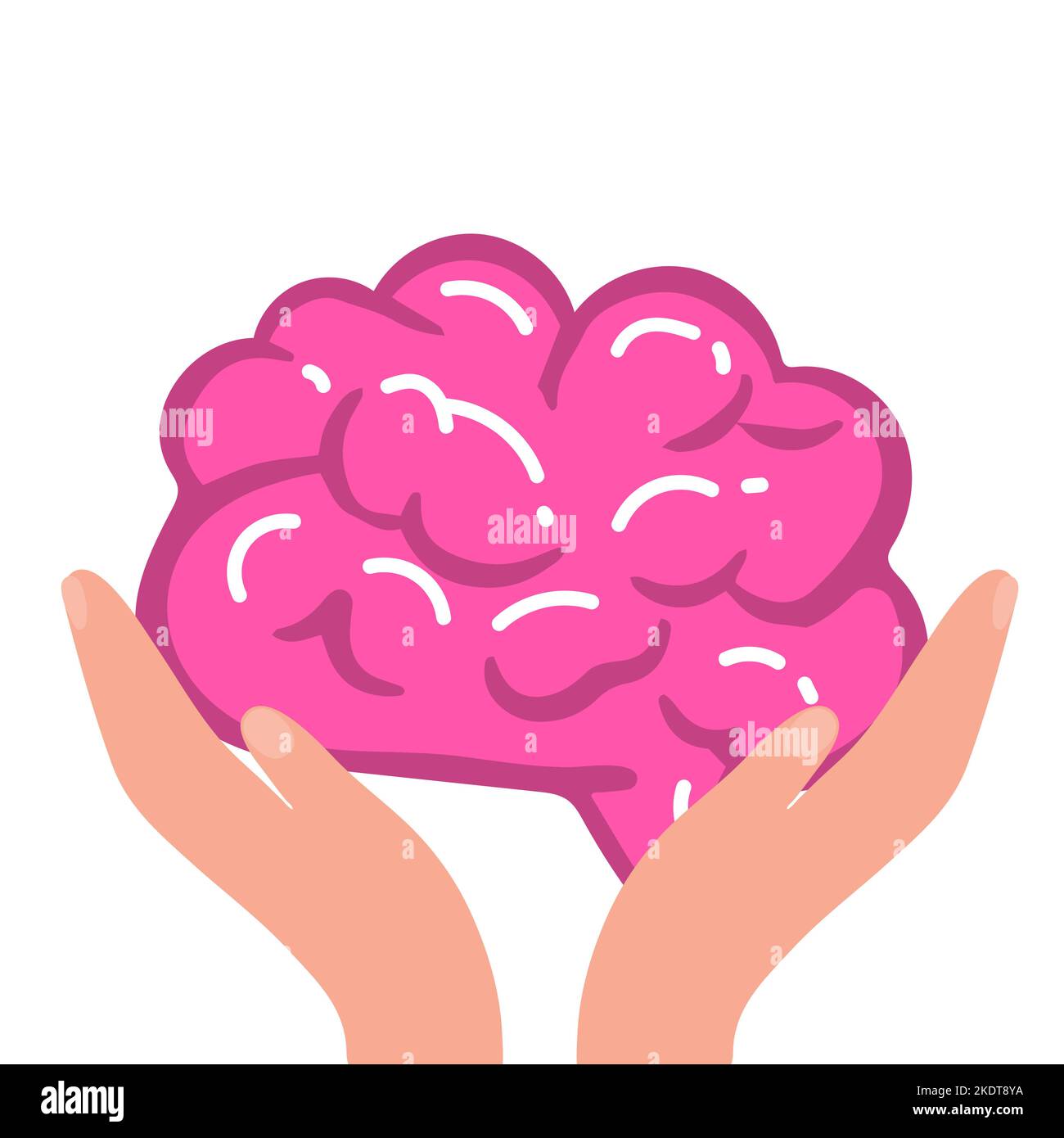 Vector illustration World Mental Health Day. lettering hands hold the brain, Stock Vector