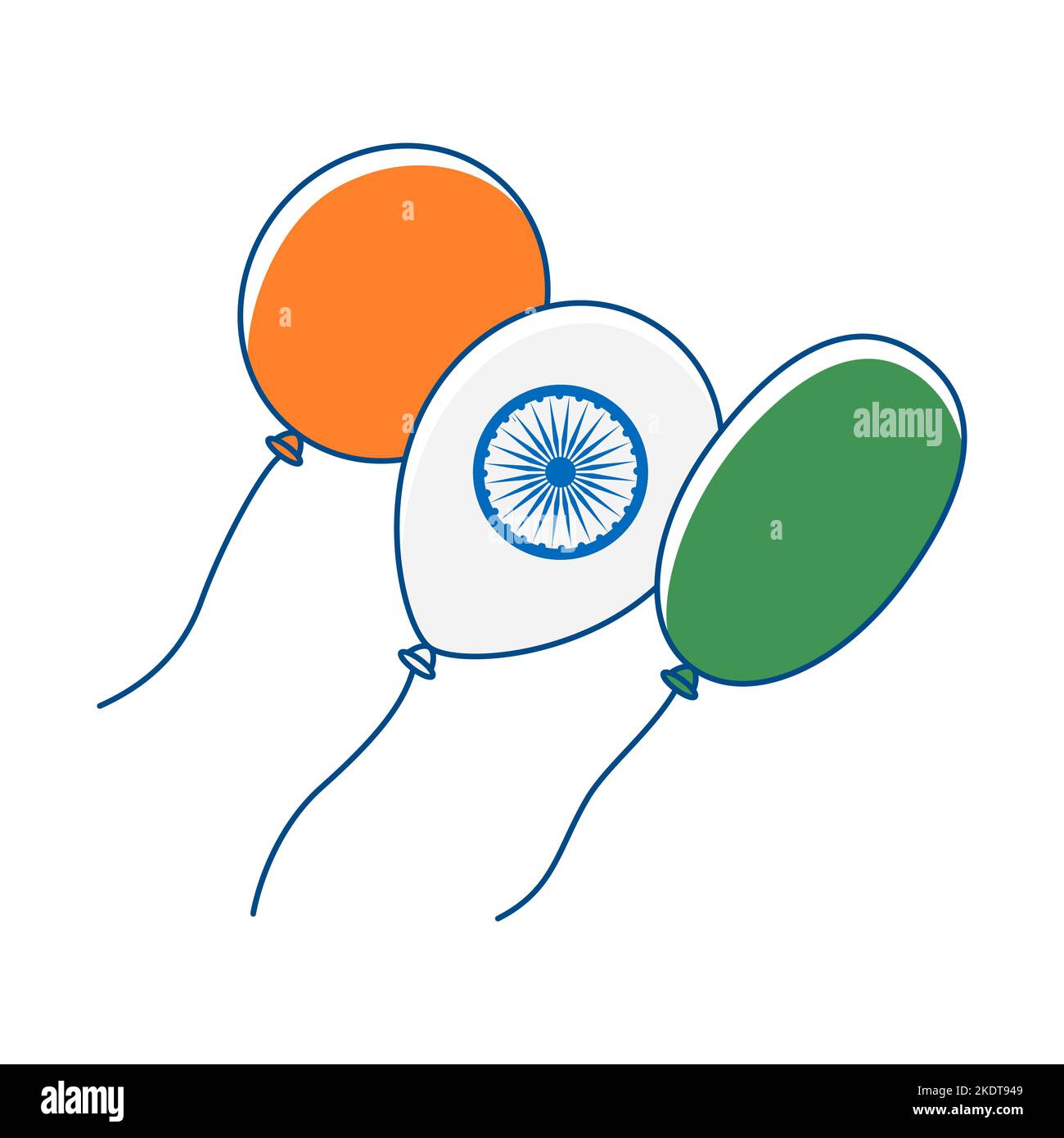 Balloons in colors of flag India. Indian national traditional holiday symbol. Stock Vector