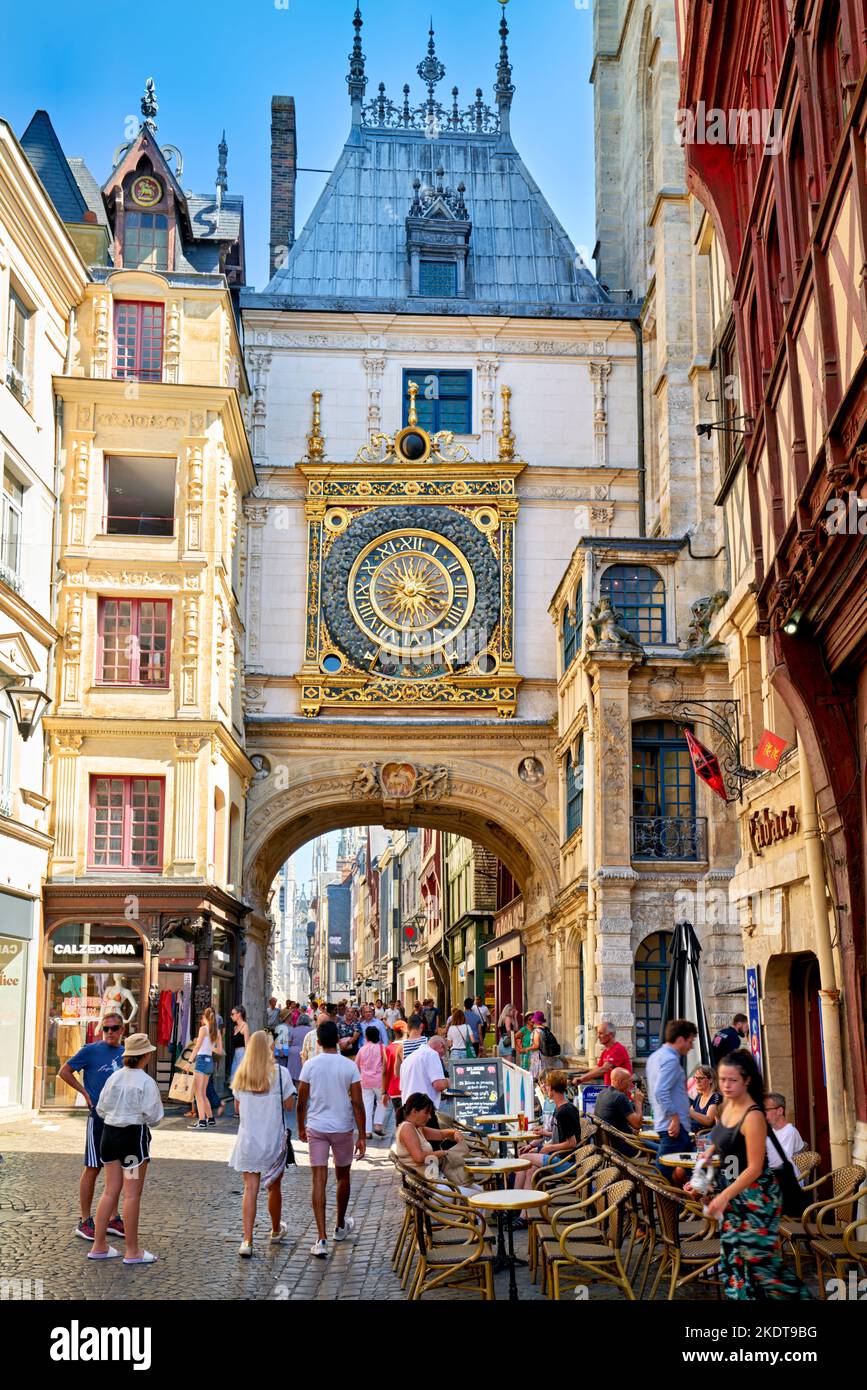 Rouen Normandy France. Le Gros Horloge (Great Clock) Stock Photo