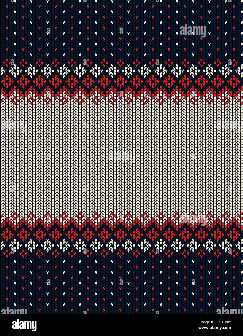 Ugly sweater at Buffalo Plaid Merry Christmas and Happy New Year greeting card frame border . illustration knitted background seamless pattern with fo Stock Vector