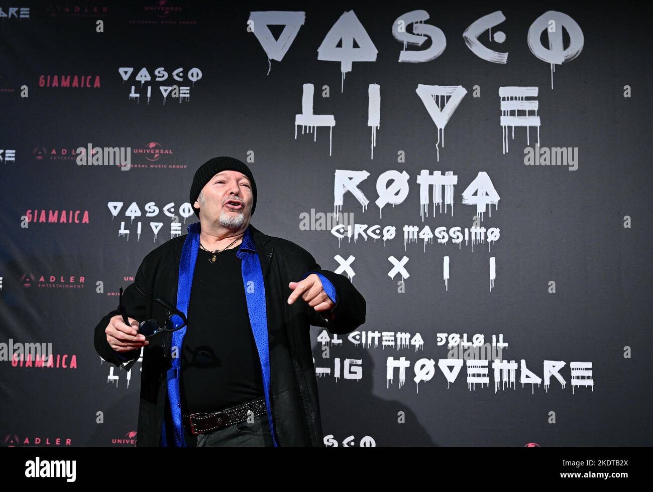 November 8, 2022, ROME Italian singer Vasco Rossi poses as he arrives