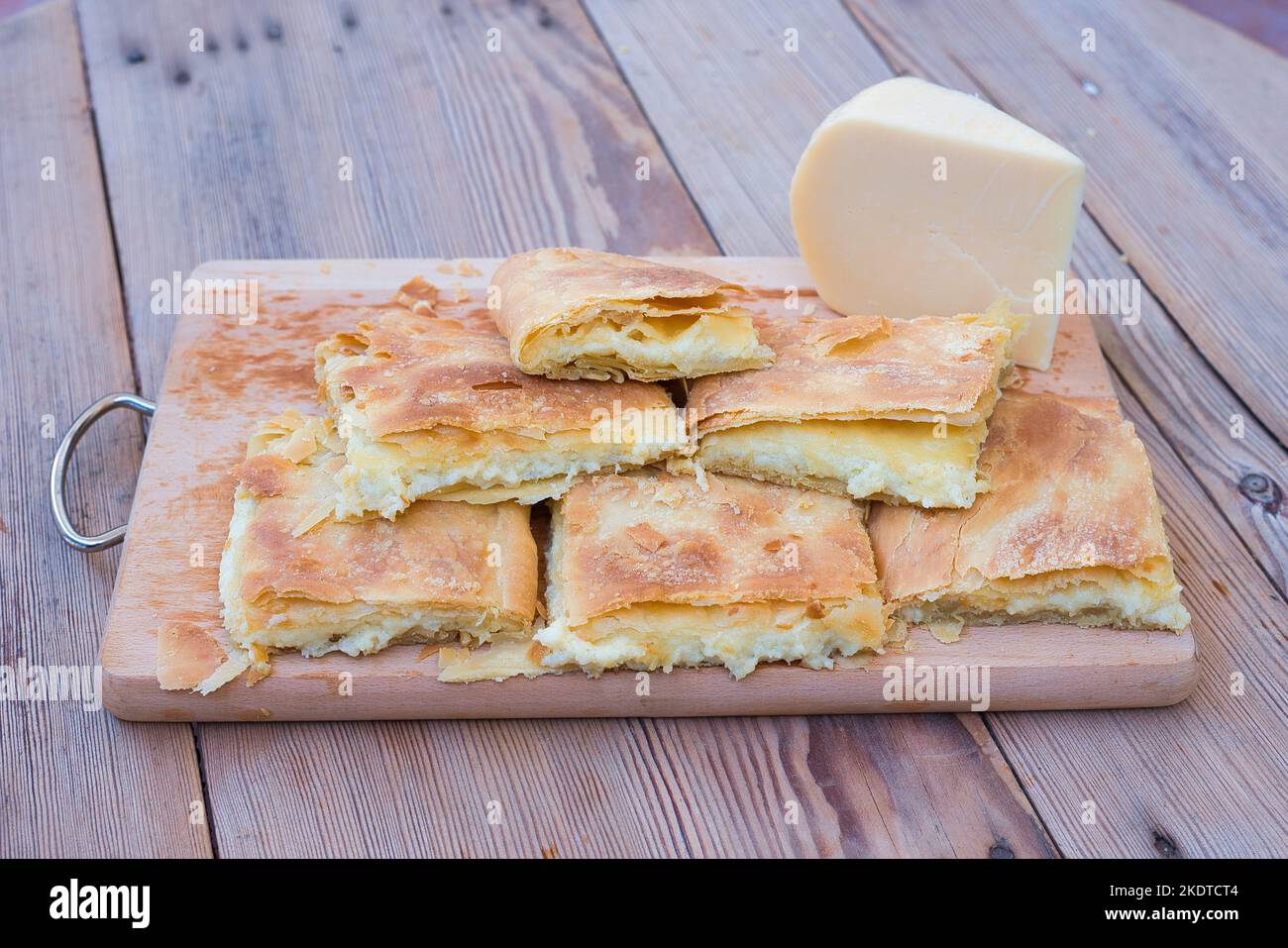 traditional homemade cheese pie, crispy and delicious pie Stock Photo