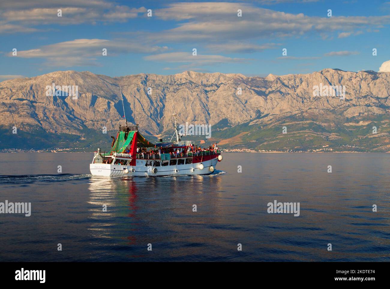Cruise ship in the Adriatic Sea sailing from the island of Hvar and ...