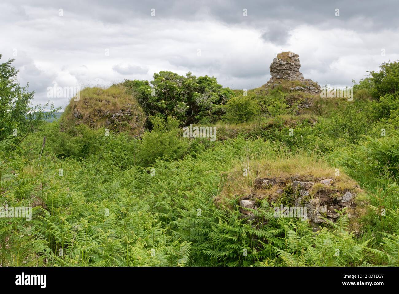 Ruins of 12th century Kenfig Castle, now engulfed by sand dunes, Kenfig NNR, Glamorgan, Wales, UK, June 2022. Stock Photo