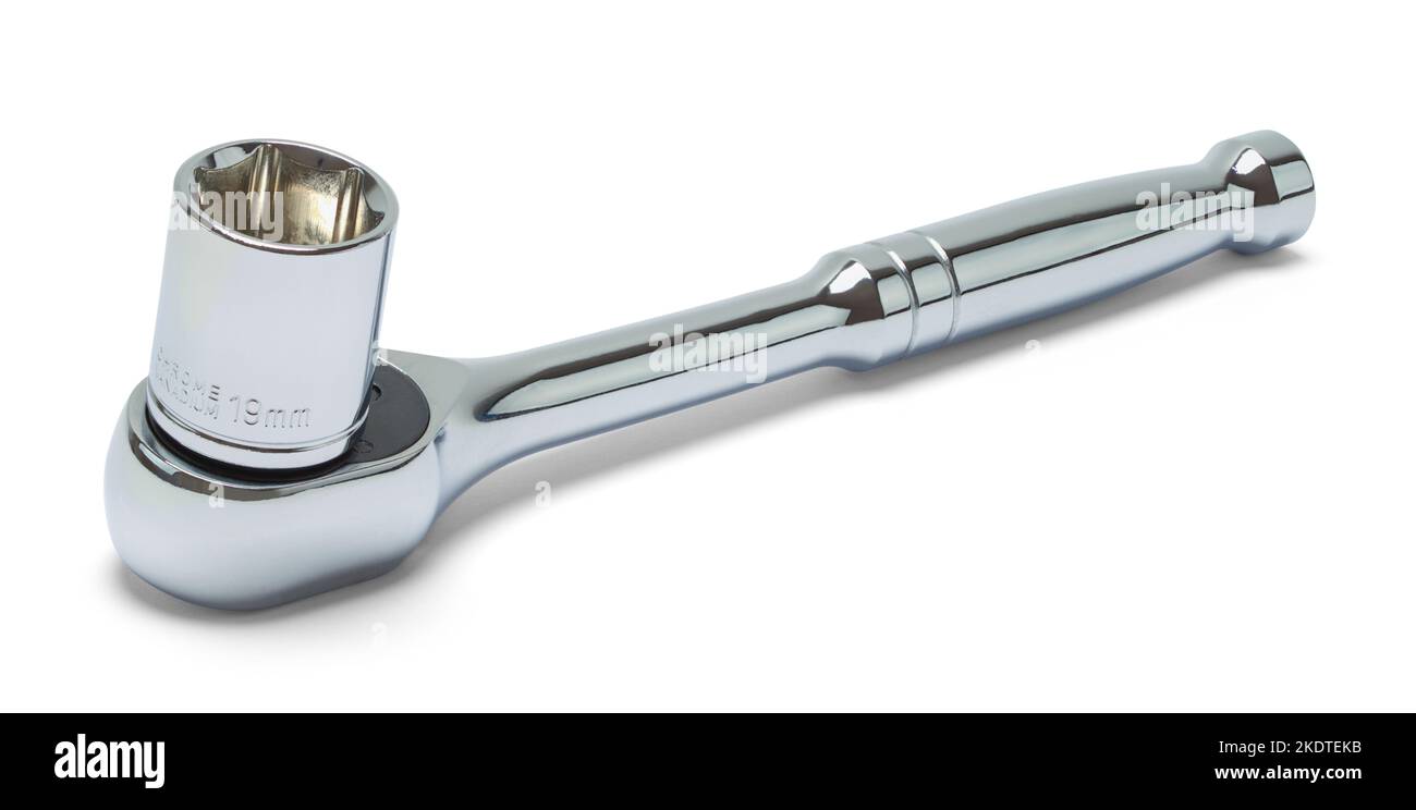 Chrome Socket Wrench Cut Out on White. Stock Photo