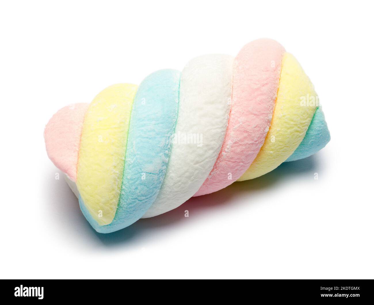 Soft Colorful Spiral Marshmellow Cut Out on White. Stock Photo