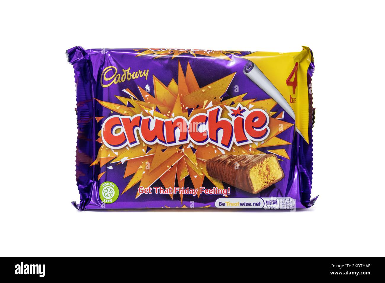 Cadbury Crunchie Chocolate Bar 4 Pack Stock Photo