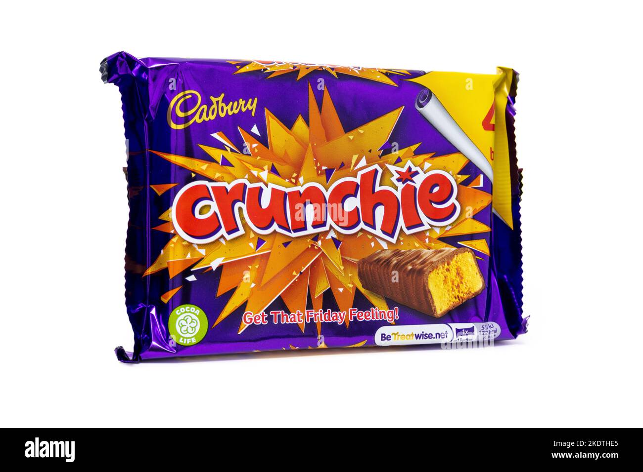 Cadbury Crunchie Chocolate Bar 4 Pack Stock Photo