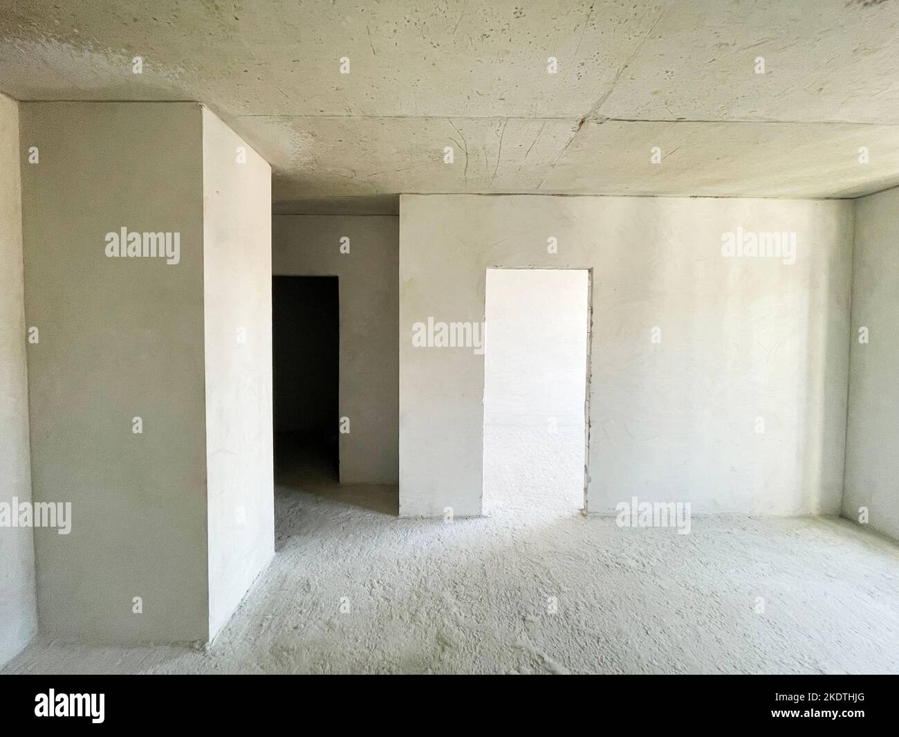 Interior of the apartment without decoration in gray colors Stock Photo ...