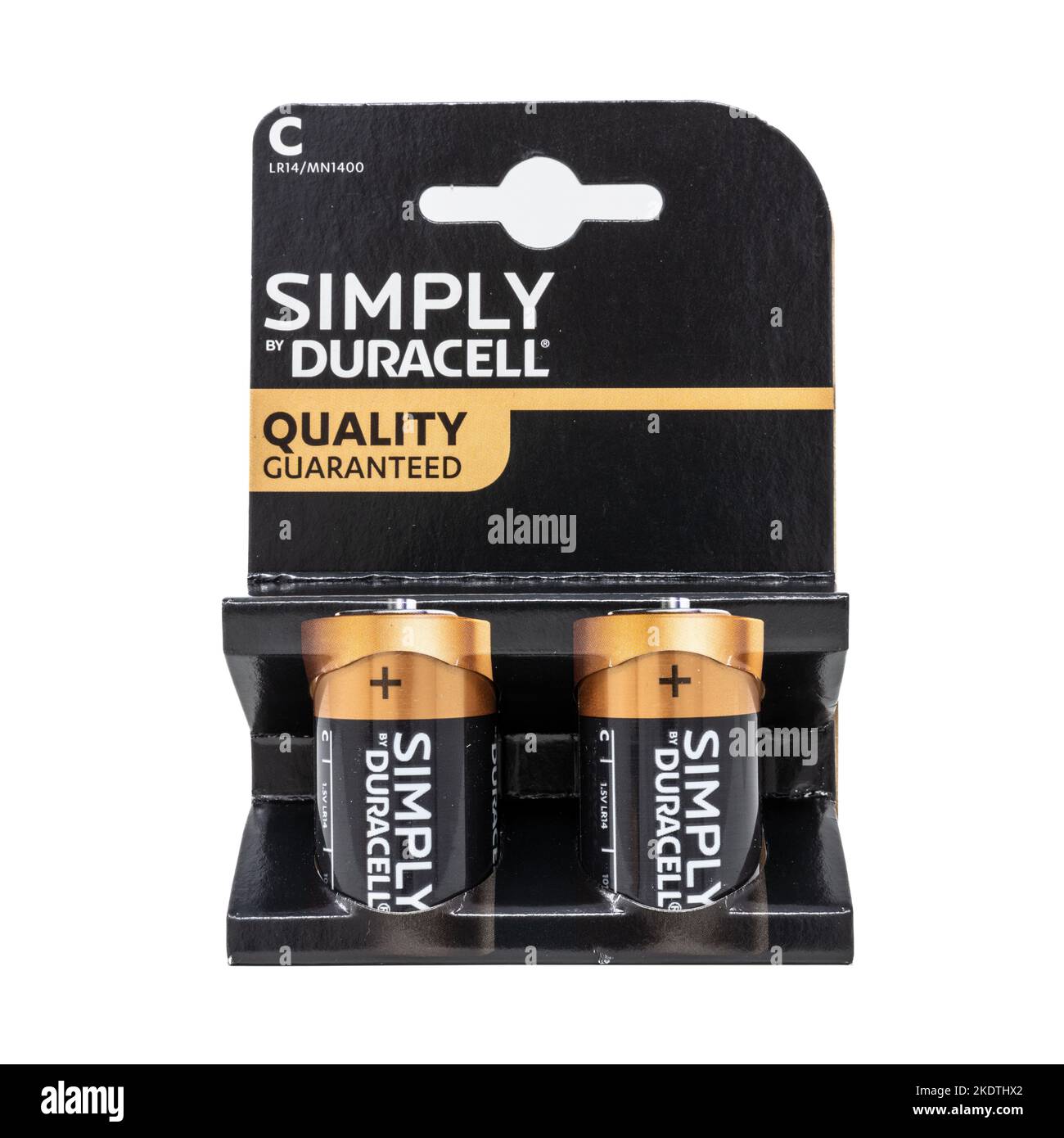 Duracell Simply C Alkaline 2 pack Batteries Stock Photo Alamy