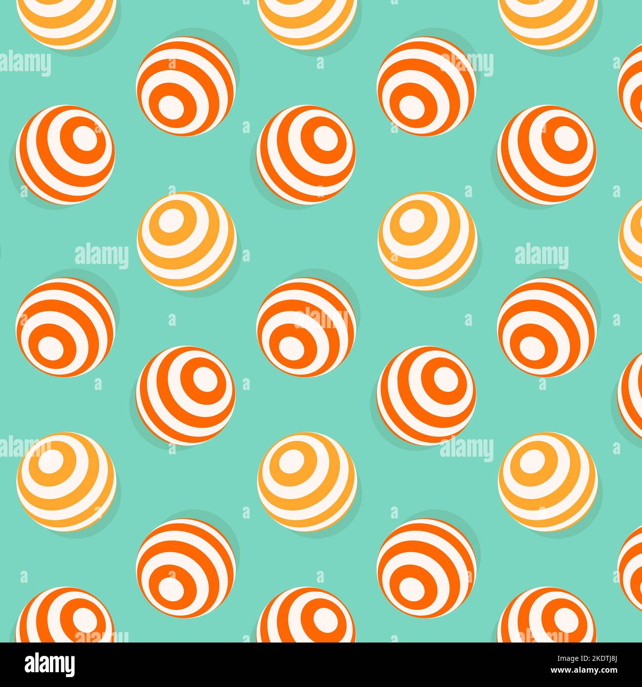 Seamless pattern with decorated spheres on colorful background. Stock Vector