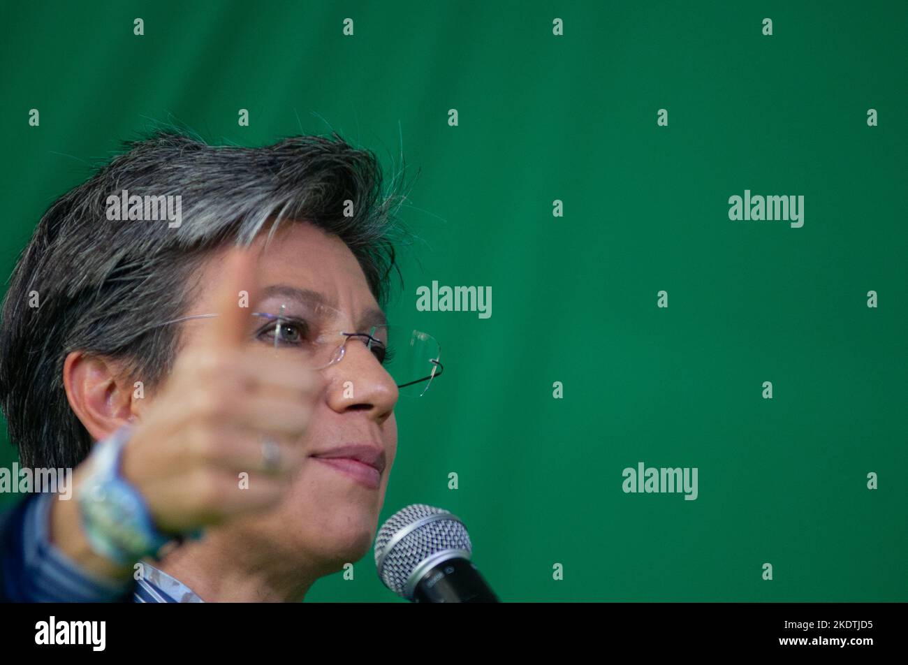 Bogota's mayor Claudia Lopez speaks during the unveil event of Bogota's Metro car as Bogota's metro system starts works o be available to the public in 2026. Photo by: Chepa Beltran/Long Visual Press Stock Photo