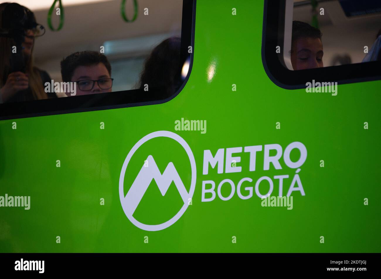 People take a look of the prototype of Bogota's metro car during the unveil event of Bogota's Metro car as Bogota's metro system starts works o be available to the public in 2026. Photo by: Chepa Beltran/Long Visual Press Stock Photo