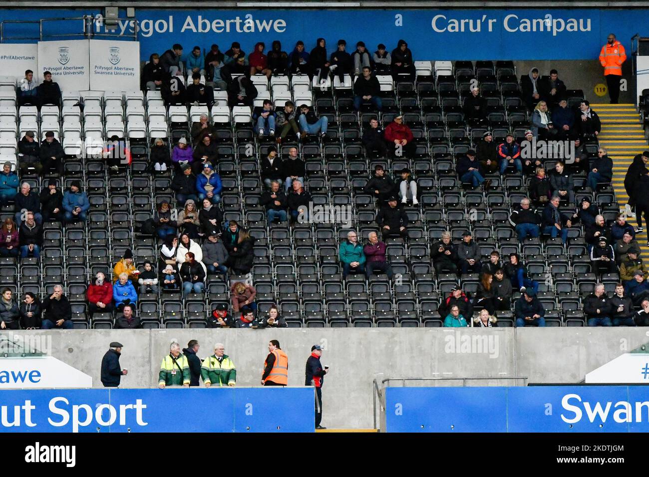 Swansea, Wales. 8 November 2022. The crowd during the Professional Development League game between Swansea City Under 21 and Queens Park Rangers Under 21 at the Swansea.com Stadium in Swansea, Wales, UK on 8 November 2022. Credit: Duncan Thomas/Majestic Media/Alamy Live News. Stock Photo
