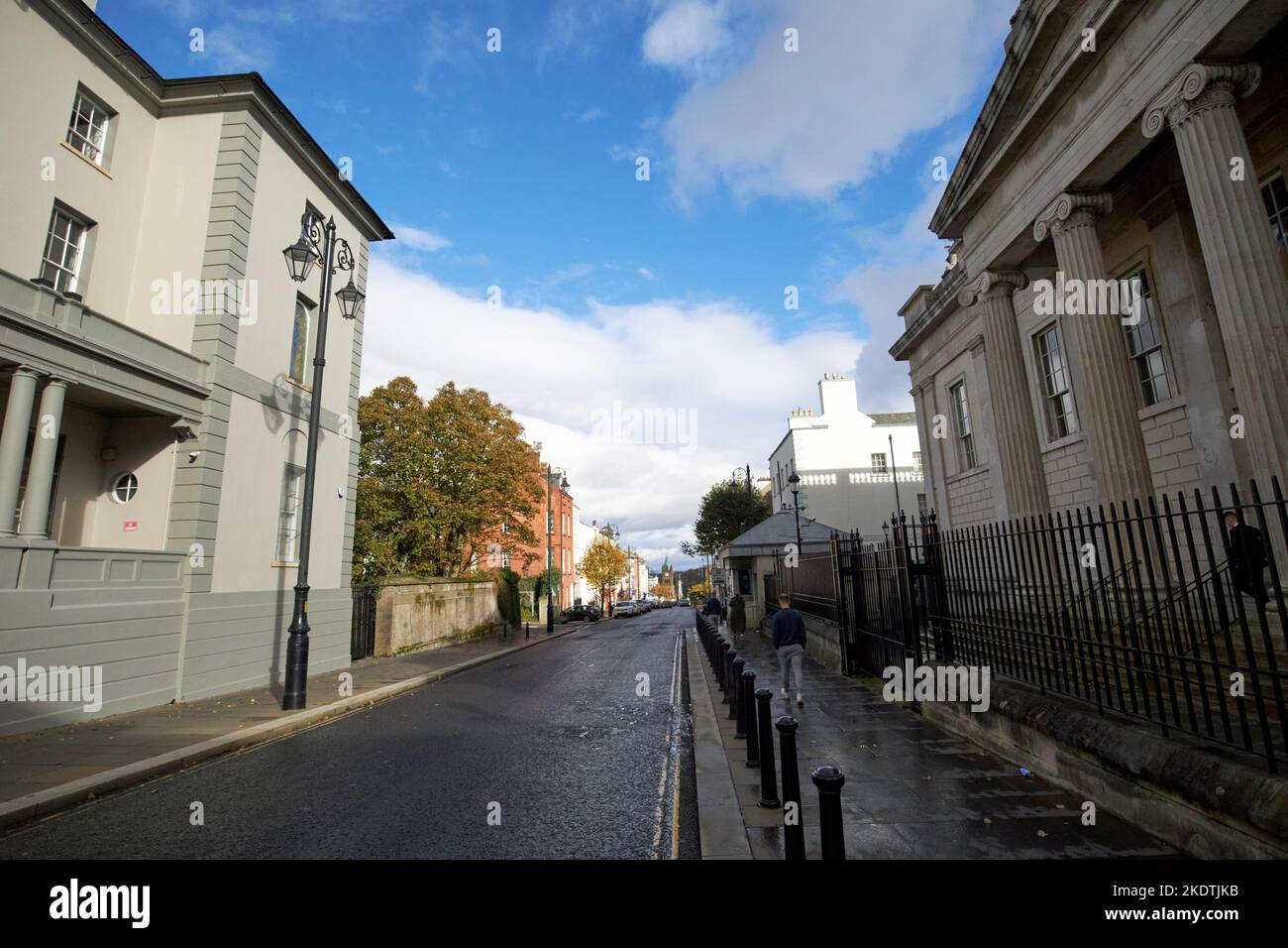 looking down st with street courthouse on the right