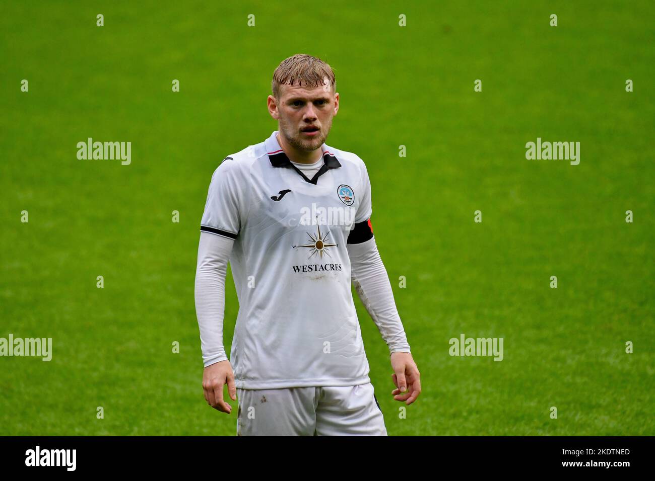 Swansea, Wales. 8 November 2022. Josh Thomas of Swansea City during the Professional Development League game between Swansea City Under 21 and Queens Park Rangers Under 21 at the Swansea.com Stadium in Swansea, Wales, UK on 8 November 2022. Credit: Duncan Thomas/Majestic Media/Alamy Live News. Stock Photo