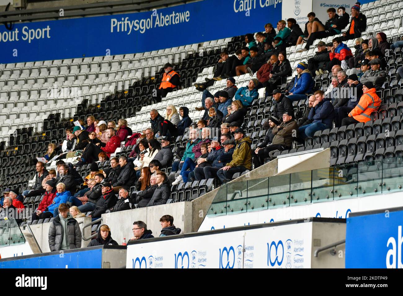 Swansea, Wales. 8 November 2022. The crowd during the Professional Development League game between Swansea City Under 21 and Queens Park Rangers Under 21 at the Swansea.com Stadium in Swansea, Wales, UK on 8 November 2022. Credit: Duncan Thomas/Majestic Media/Alamy Live News. Stock Photo