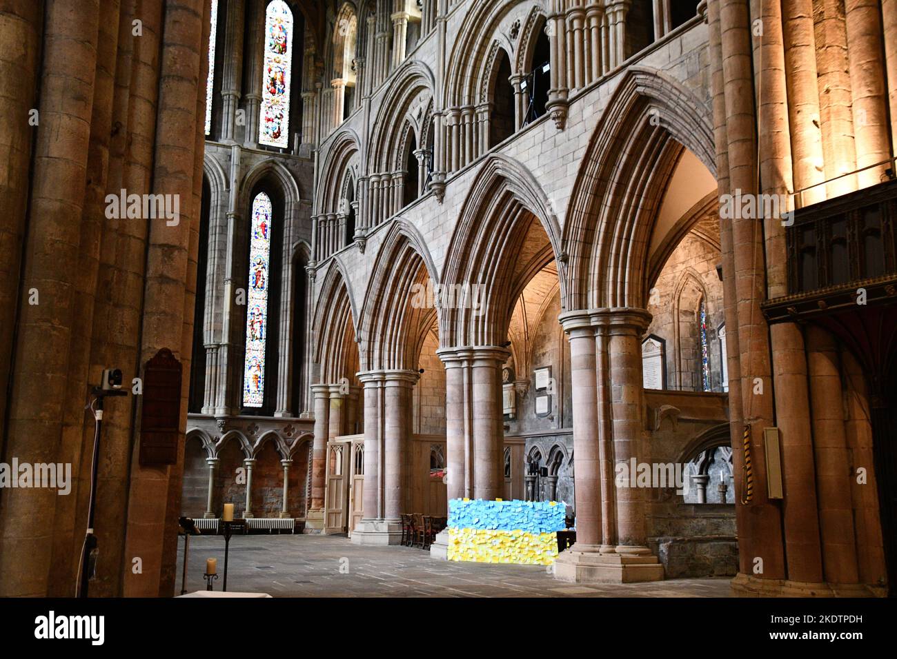 The north transept in Hexham Abbey.Hexham, Northumberland,England, UK, Great Britain. Stock Photo