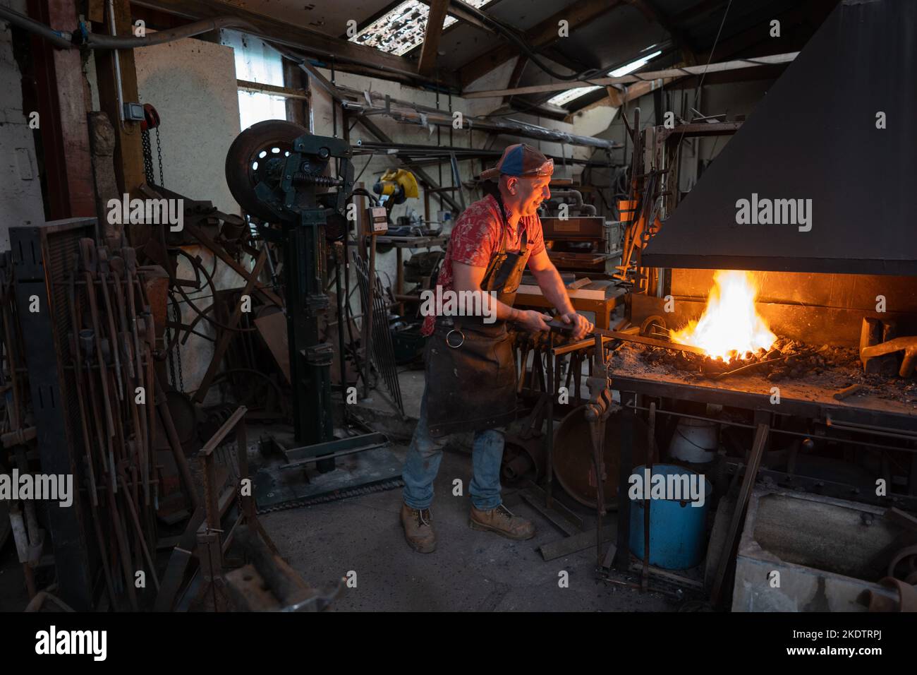 Matt Coe, a blacksmith, photographed on Dartmoor, Devon, UK Stock Photo