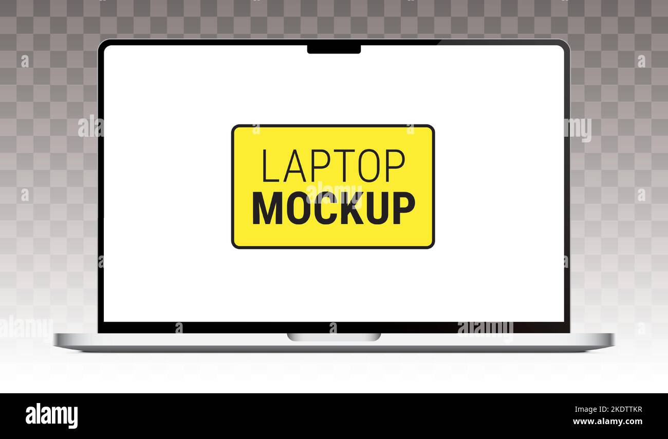 Modern laptop mockup isolated on transparent background. Realistic