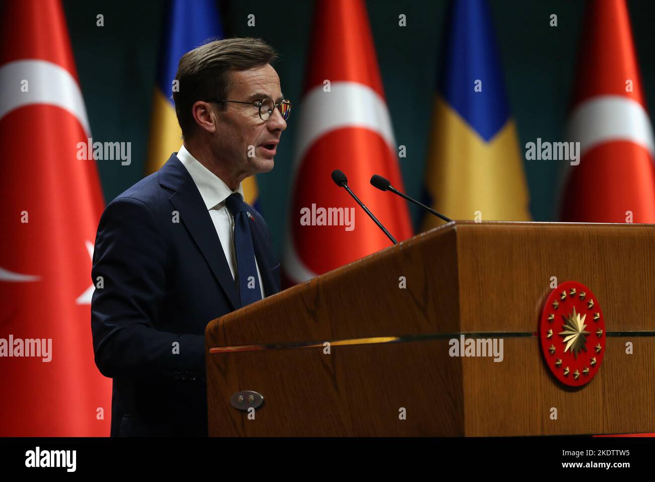 Ankara, T¨¹rkiye. 8th Nov, 2022. Swedish Prime Minister Ulf Kristersson