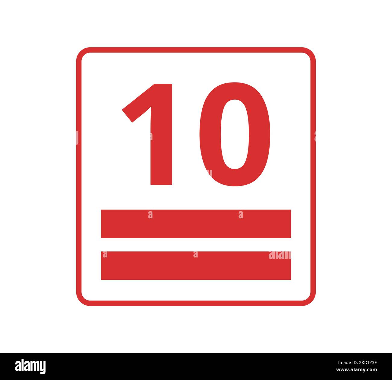 Red stacking height, number 10. Concept of packaging. Stock Vector