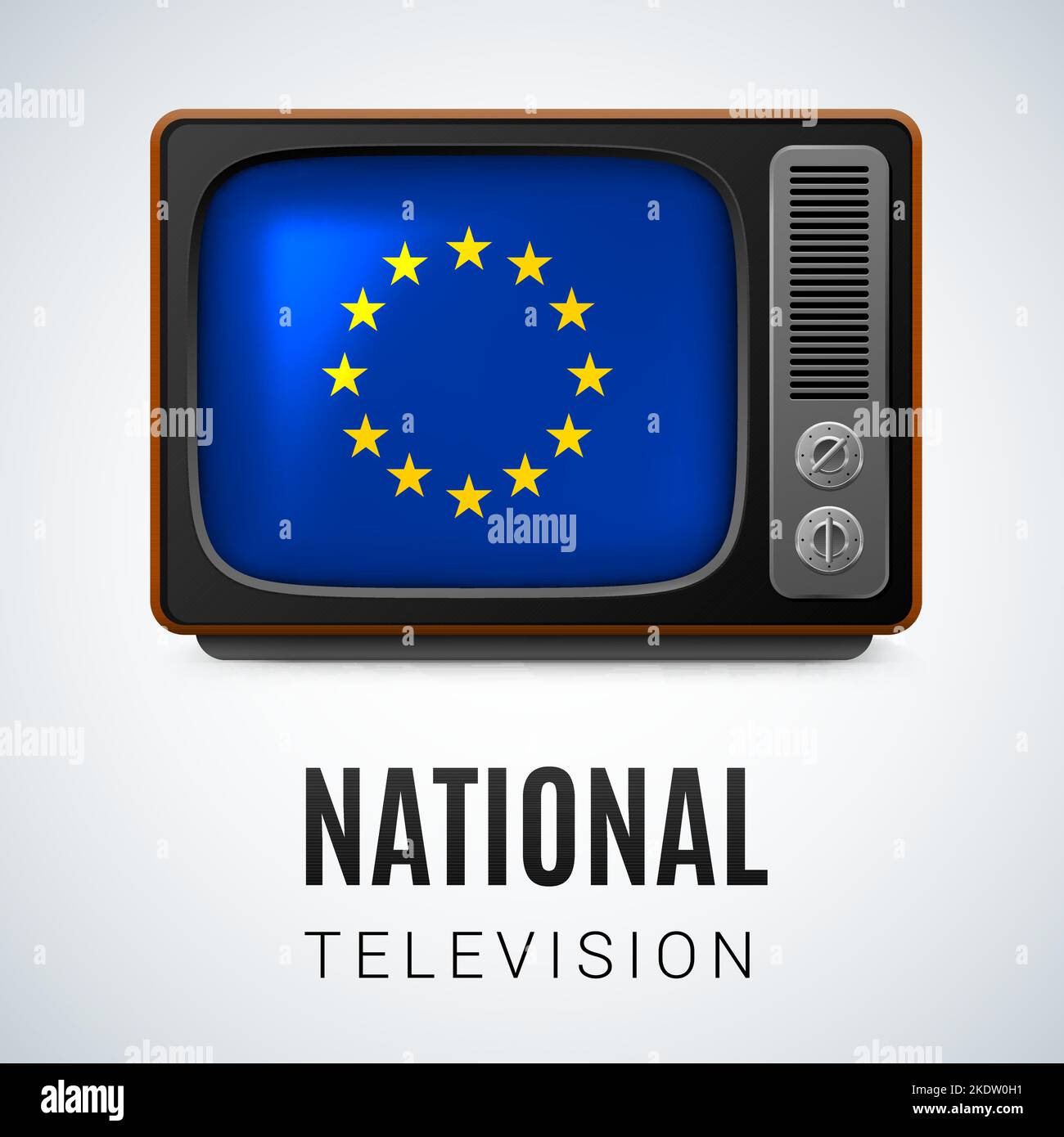 Vintage TV and Flag of European Union as Symbol National Television