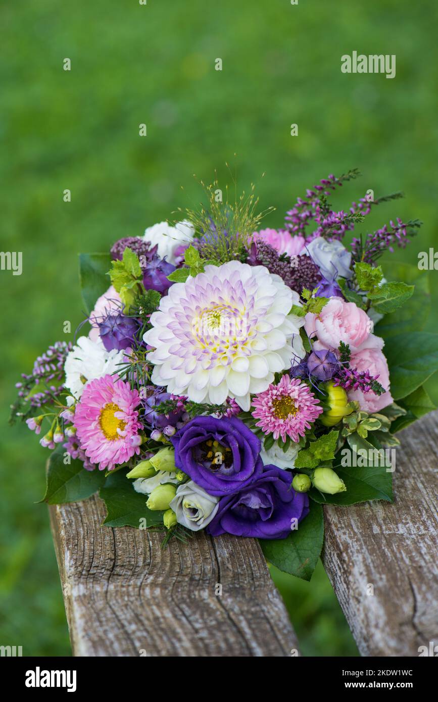 Romantic flower bouquet with roses Stock Photo Alamy