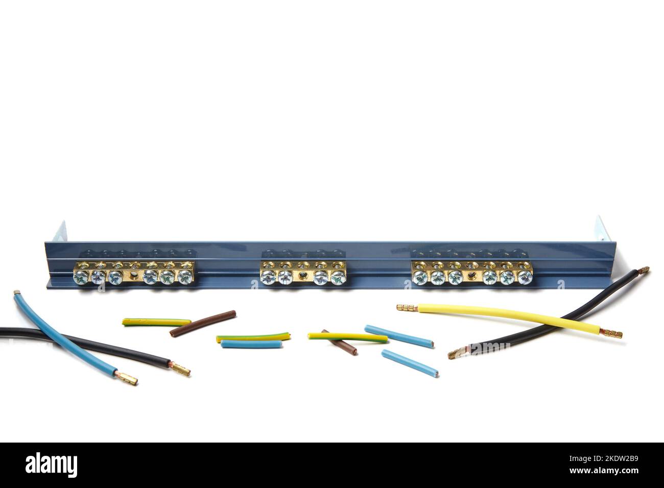 Power supply terminal block and cut wires isolated on white background Stock Photo Alamy