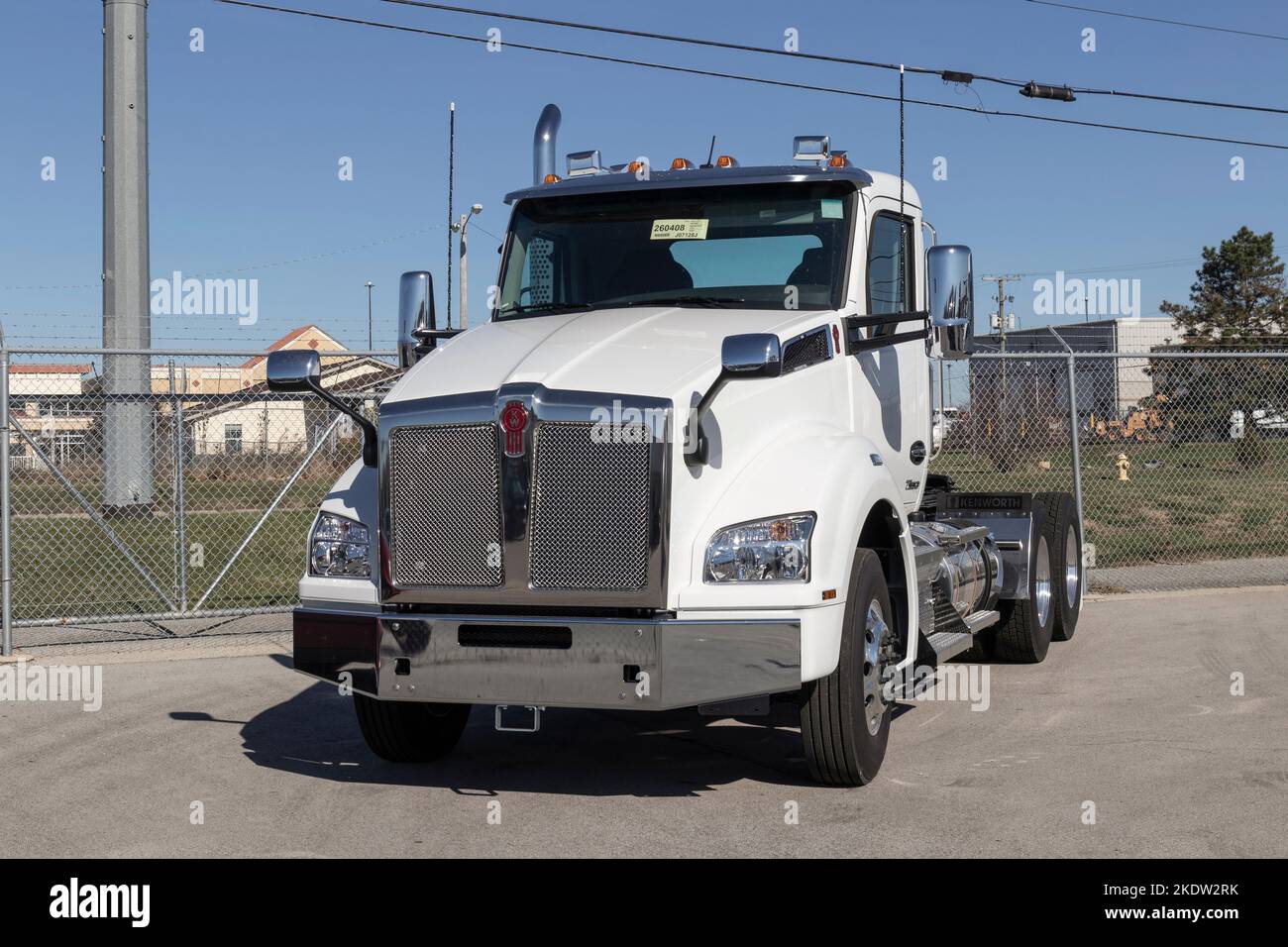 Ft. Wayne Circa November 2022 Kenworth Semi Tractor Trailer Trucks on display at a dealership
