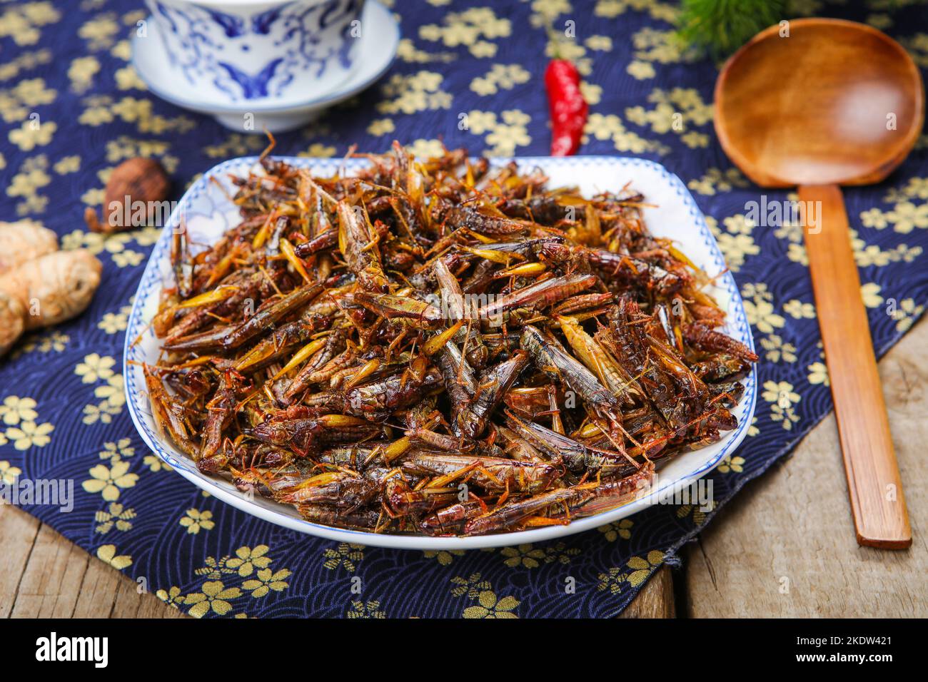 A plate of Fried grasshoppers Stock Photo - Alamy