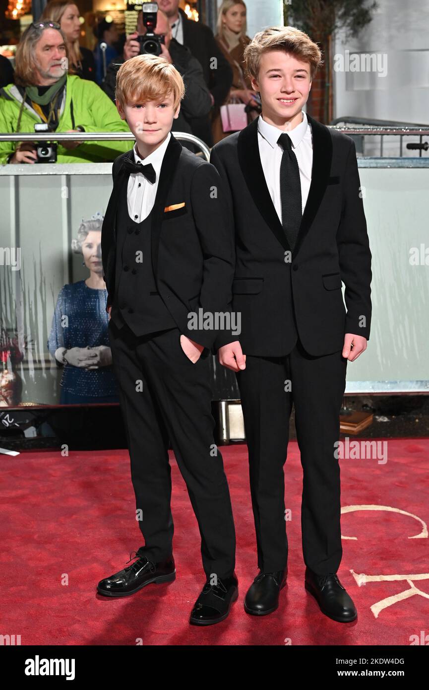 London, UK. 8th November, 2022. Will Powell and Timothee Sambor attends Netflix Present the world Permiere - The fifth season of The Crown at Theatre Royal, Drury Lane, on 8 November London, UK. Credit: See Li/Picture Capital/Alamy Live News Stock Photo