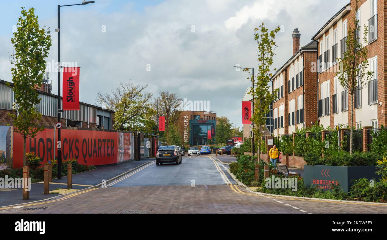Stoke Gardens, Slough, Berkshire, showing the Horlicks Quarter at the
