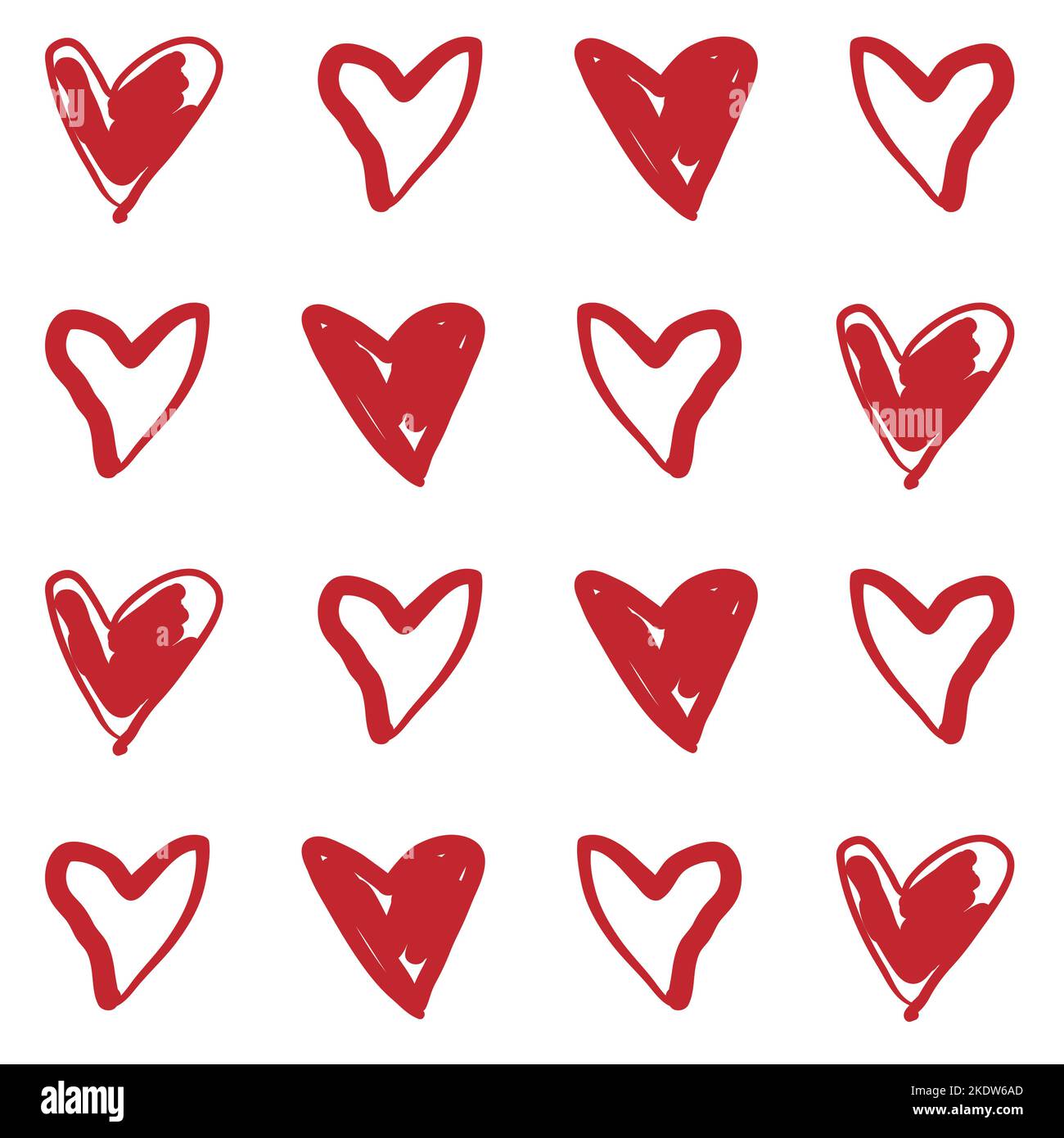 Seamless pattern with heart doodles. Stock Vector