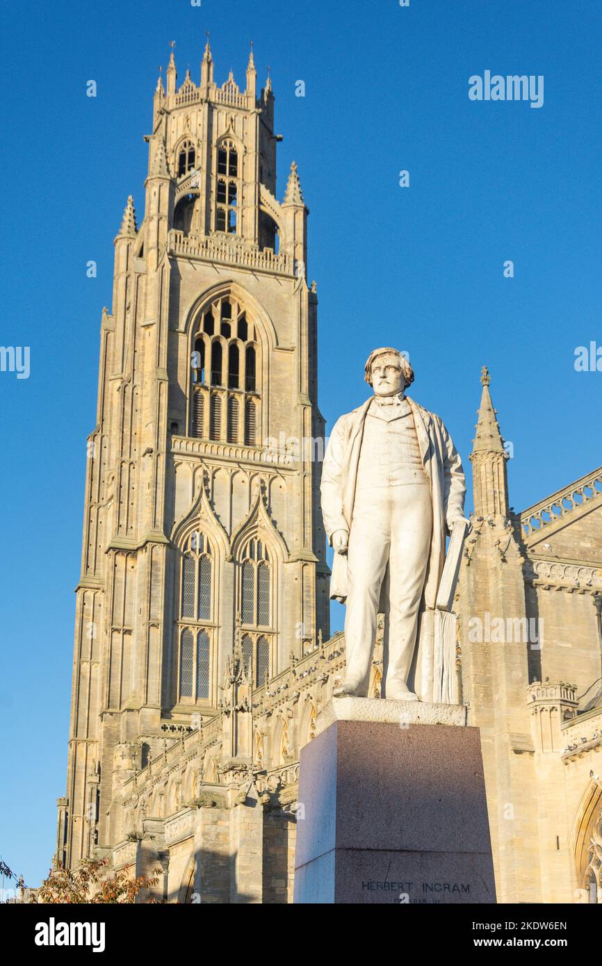 St Botolph's Church (The Stump) and Herbert Ingram statue, Market Place