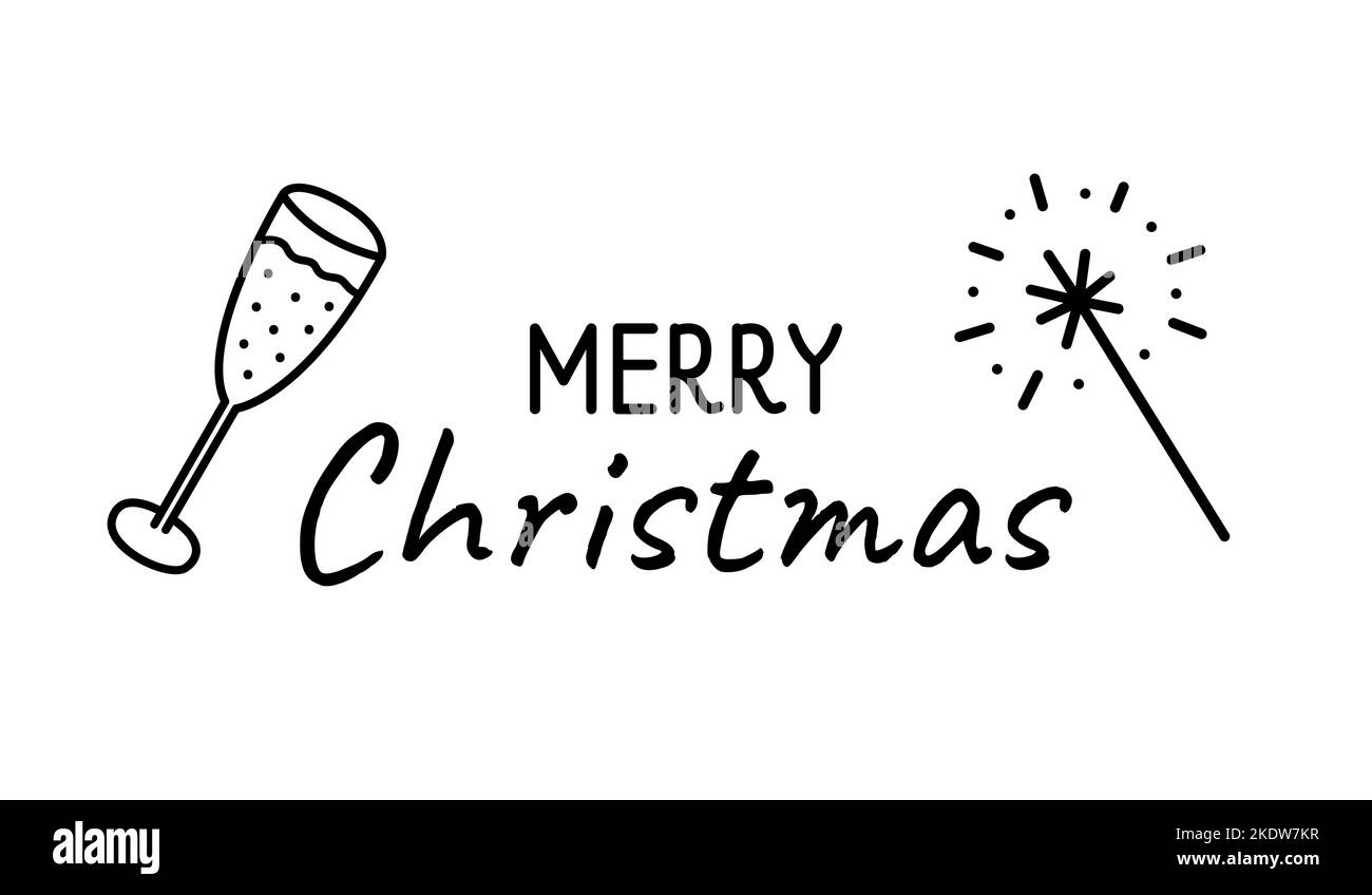 2023 merry christmas lettering poster. The inscription with a glass of