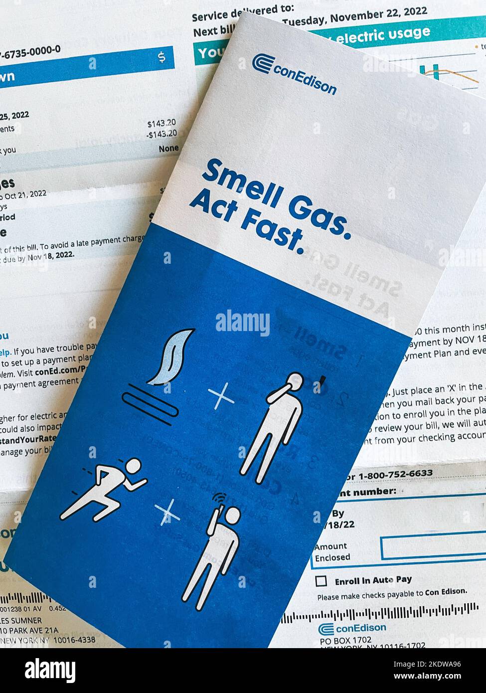 The con Edison utility company issues warning brochures concerning gas