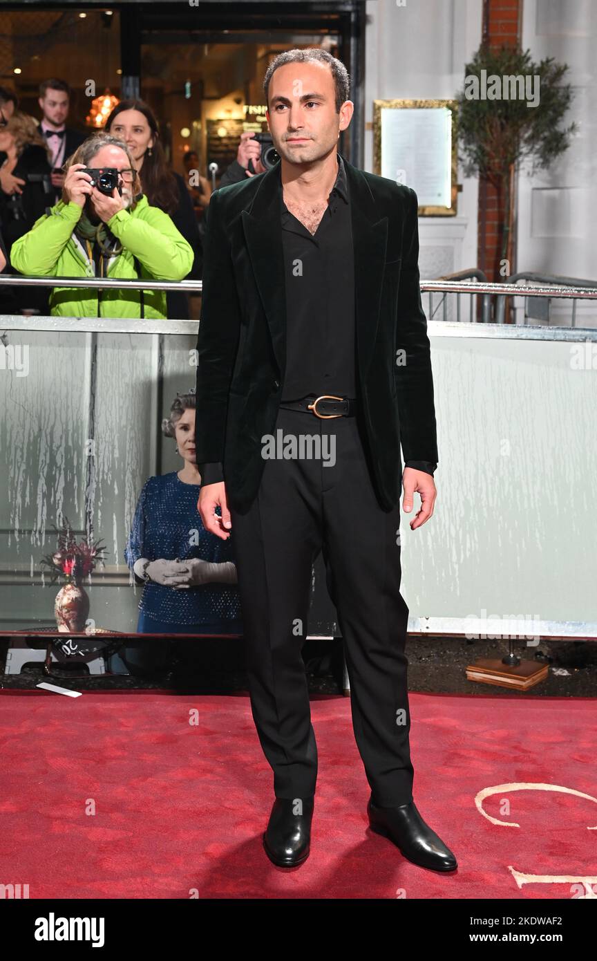 London, UK. 8th November, 2022. Khalid Abdalla attends Netflix Present the world Permiere - The fifth season of The Crown at Theatre Royal, Drury Lane, on 8 November London, UK. Credit: See Li/Picture Capital/Alamy Live News Stock Photo