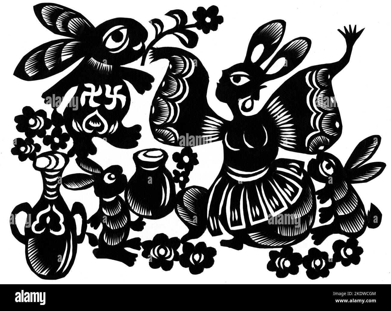 Chinese paper cut rabbit hi-res stock photography and images