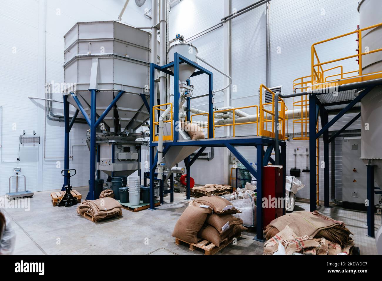Large modern industrial automated coffee processing plant Stock Photo