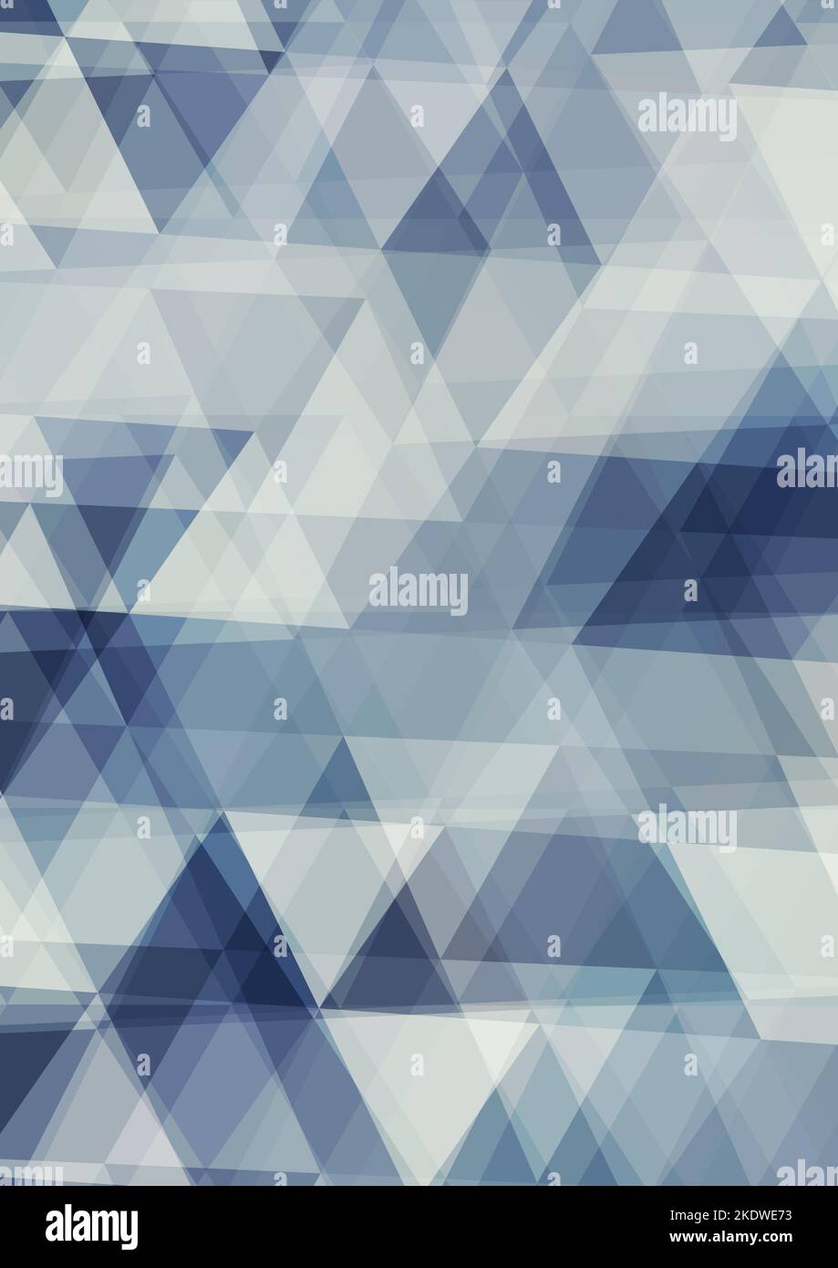 Abstract bluish grey background with chaotic triangles. Vertical vector graphic pattern Stock Vector