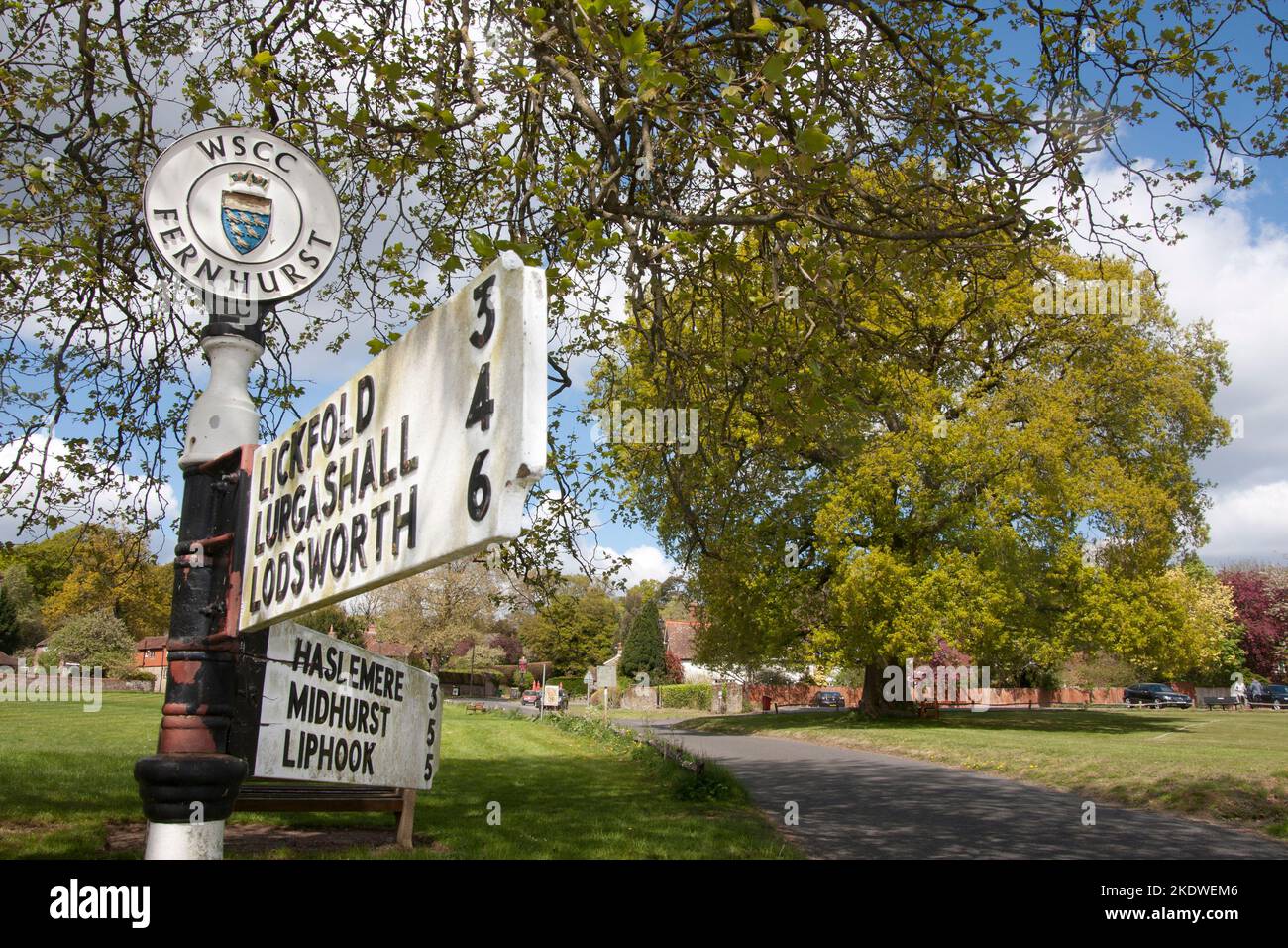 village signpost, Fernhurst nr Haslemere, West Sussex, England Stock