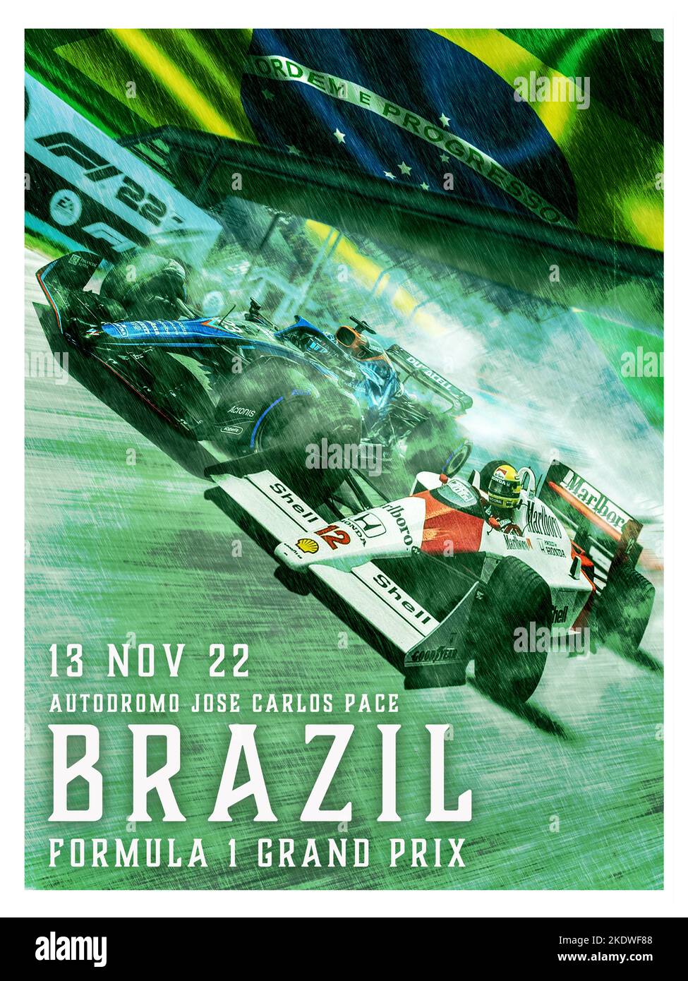 Brazil F1 2022 Grand Prix Race Poster Stock Photo