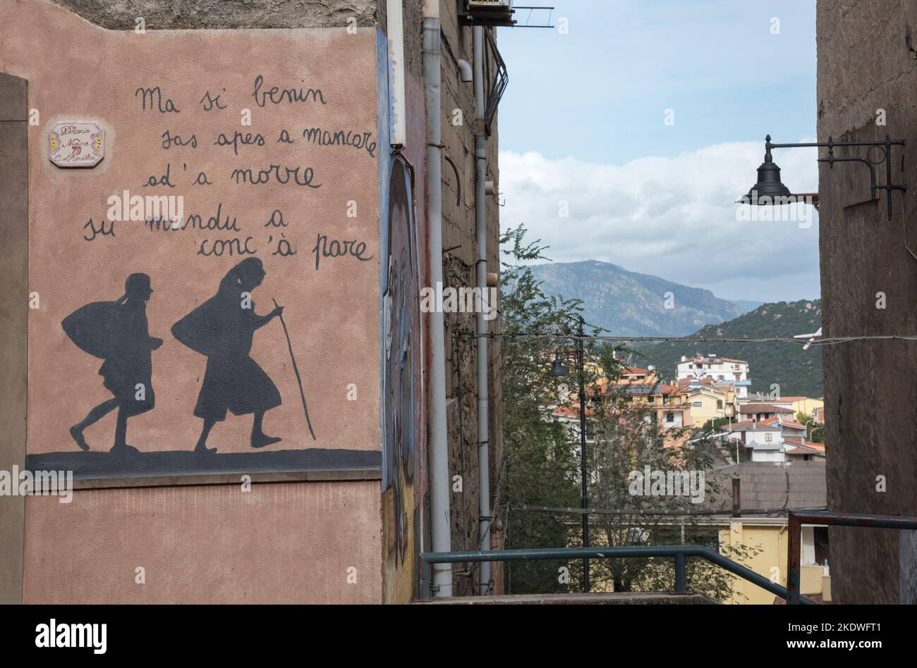 I Murales di Orgosolo in Sardegna, sono diventati una grande attrazione turistica. Hanno spesso messaggi politici ed hanno tematiche sociali. Stock Photo